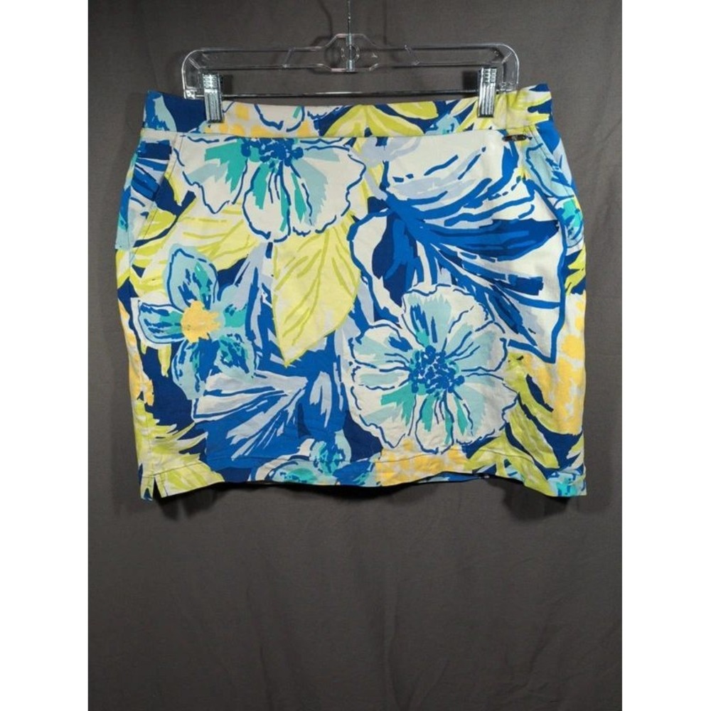 Rafaella XL Floral Blue Yellow Stretchy Tennis Skort Built In Shorts Women's
